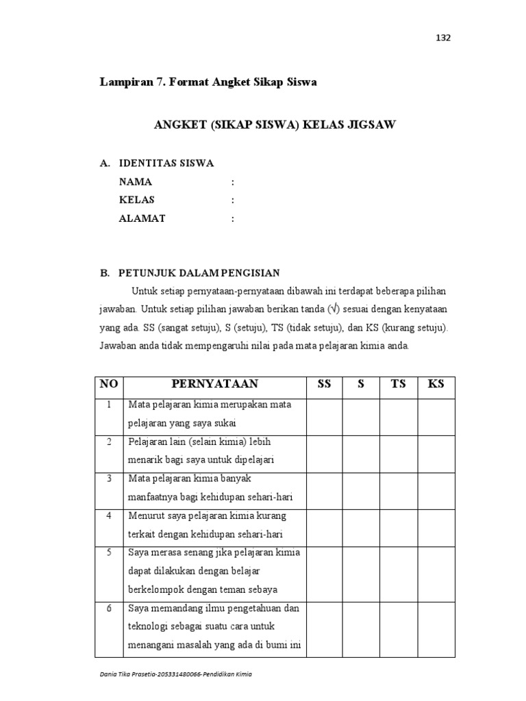 Contoh Kisi Kisi Angket Pendidikan Karakter - Dunia Sosial