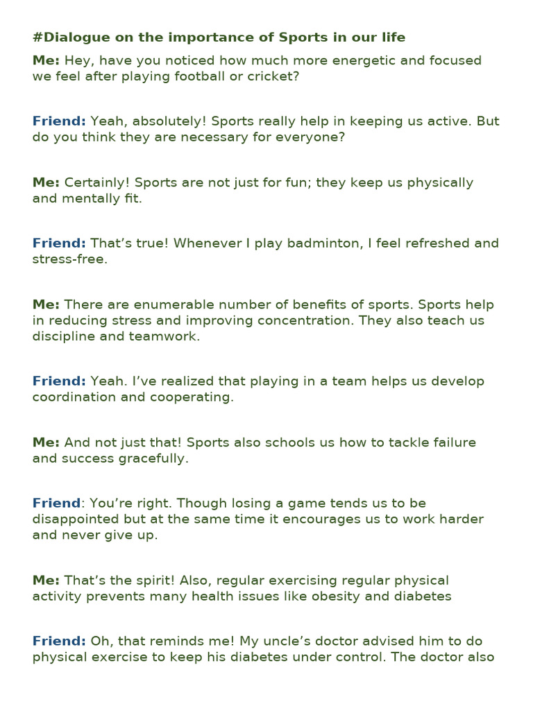 Dialogue -Sports & Story golden touch | PDF