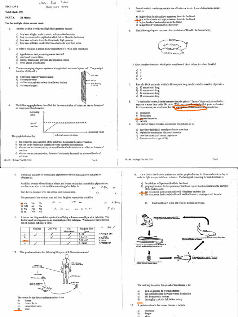 2001 Biology - James Ruse Trial Without Solutions | PDF | Microorganism ...