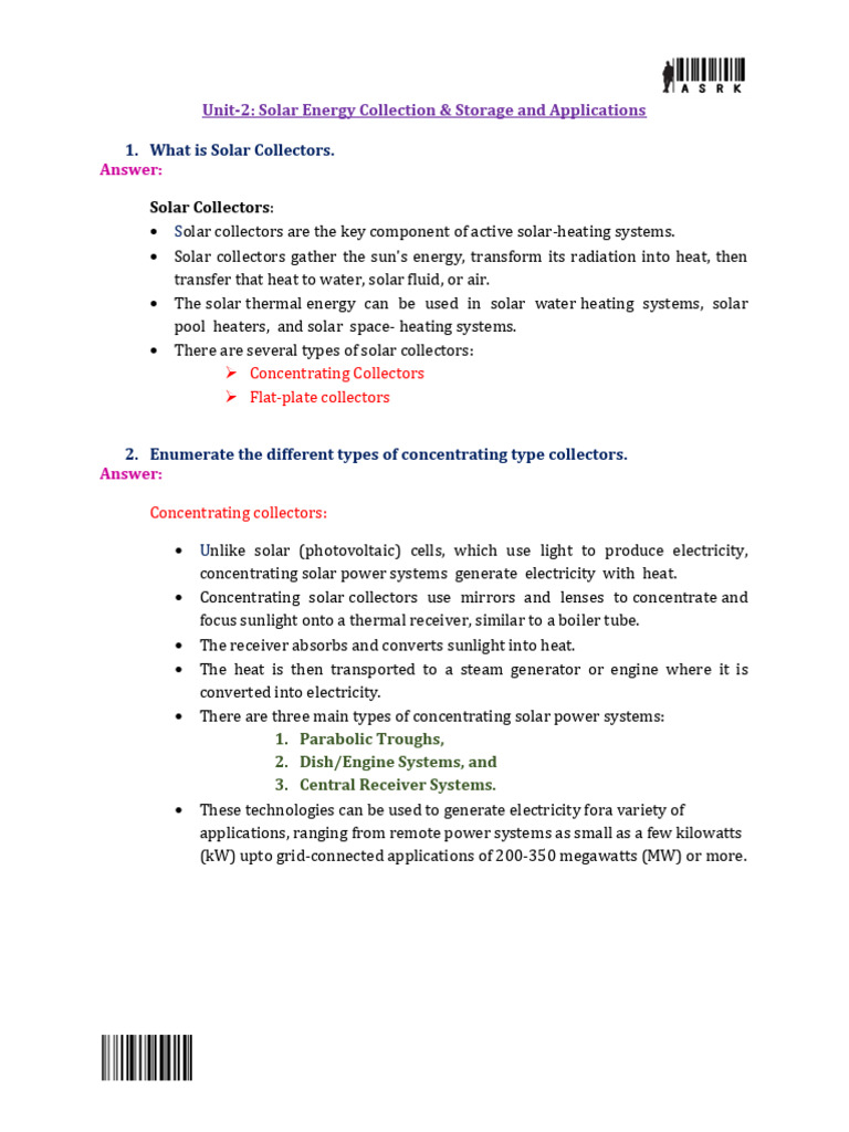 Solar Energy Collection Methods Explained | PDF | Solar Energy | Solar ...