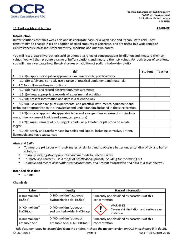 pH Measurement: Acids and Buffers | PDF | Ph | Buffer Solution