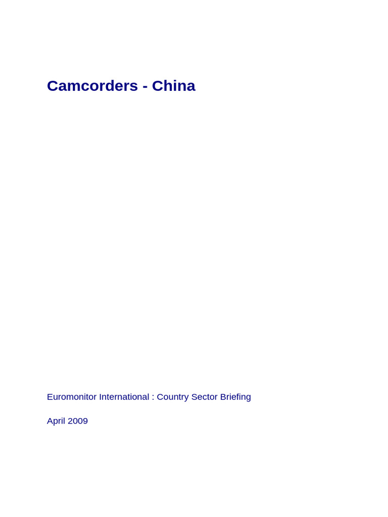 Camcorders Market Trends in China 2008 | PDF | Retail | Sony