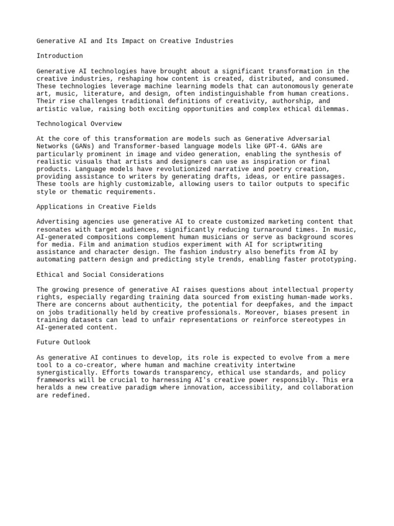 Generative AI's Influence on Creativity | PDF | Artificial Intelligence ...