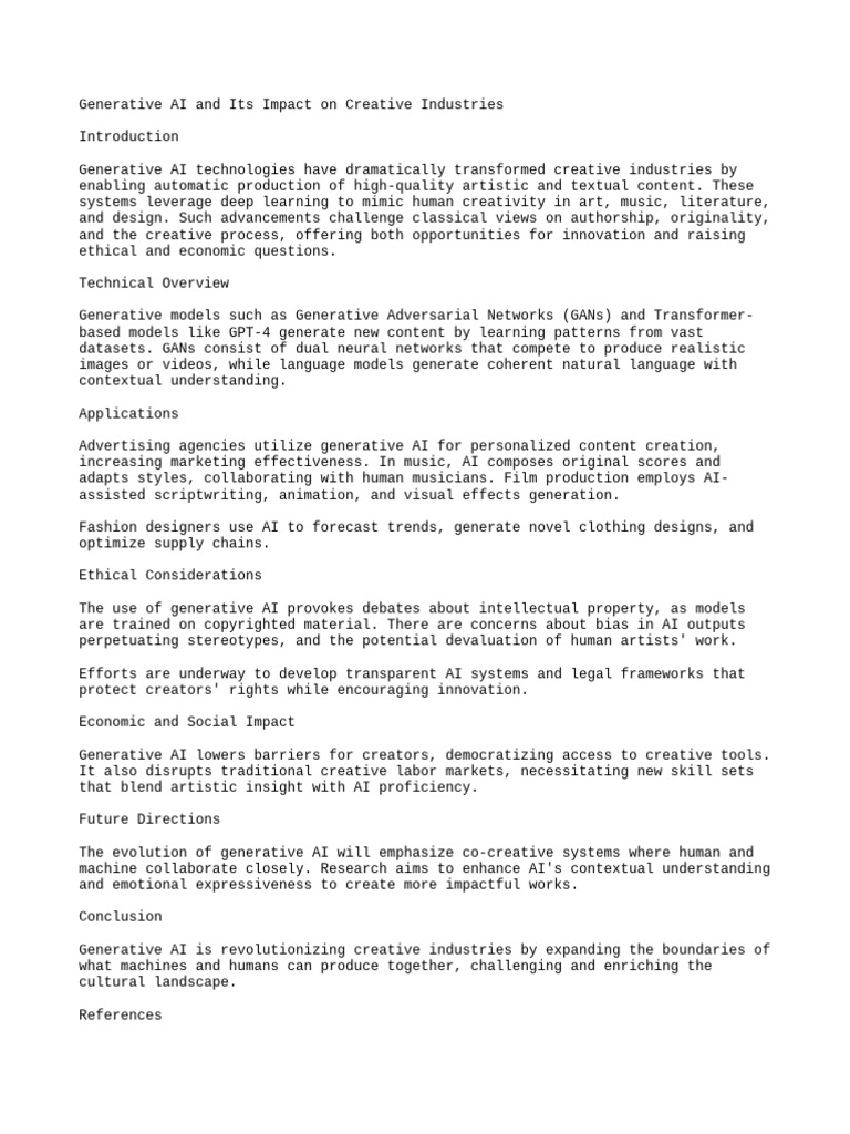 Generative AI's Influence on Creativity | PDF | Artificial Intelligence ...