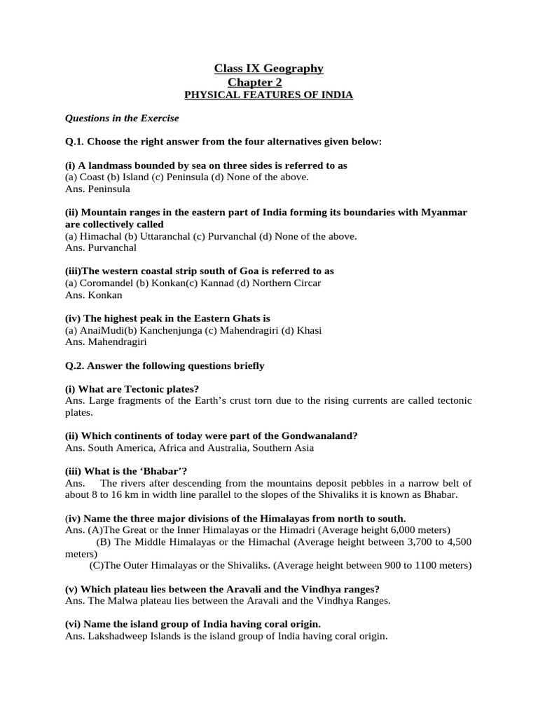 GEO CHAPTER 2 Physical Features of India 2 | PDF | Himalayas | Earth ...