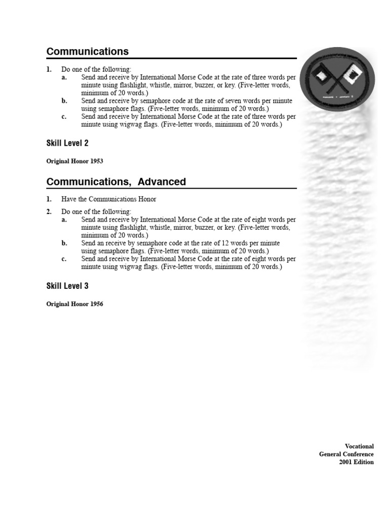 Morse and Semaphore Communication Skills | PDF