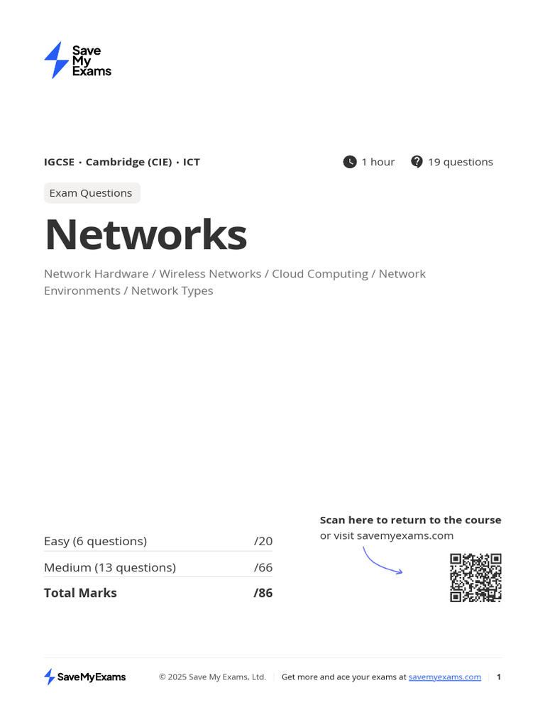IGCSE ICT Exam Questions on Networks | PDF | Computer Network | Router ...