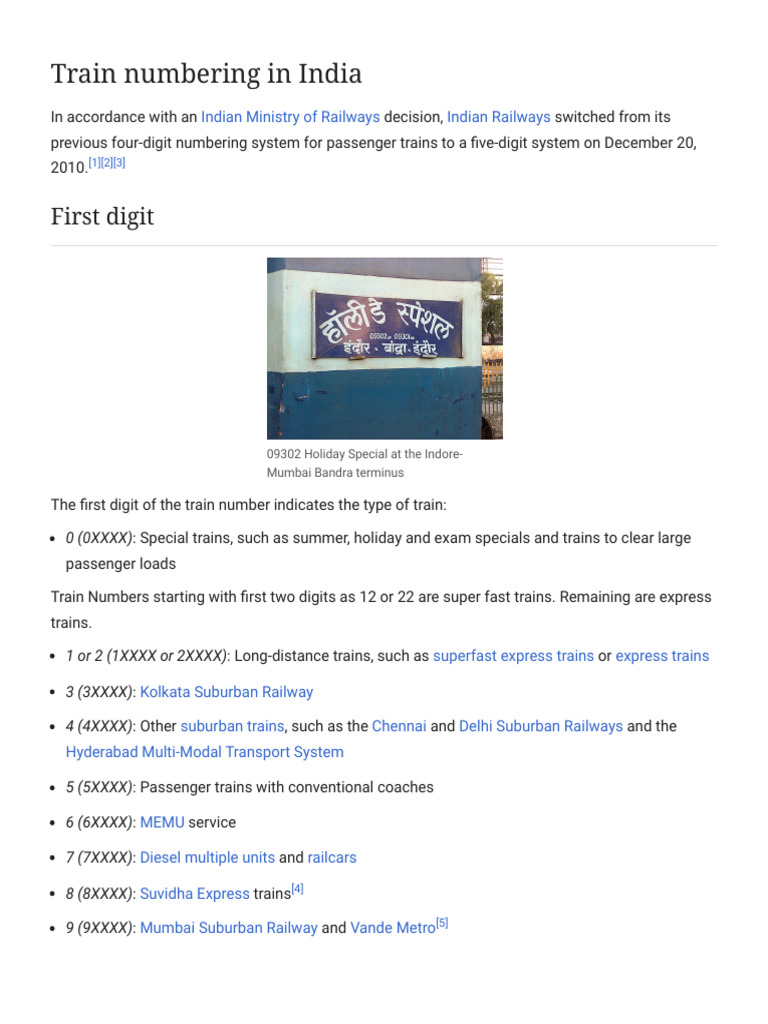 Understanding Indian Train Numbering | PDF | Rail Transport ...