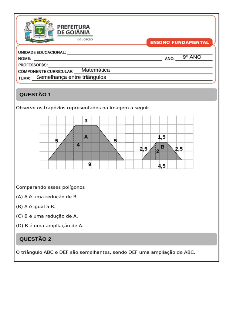 Atividade - Ampliação, Redução e Proporcionalidade Na Malha Quadriculada |  PDF, image size:768x1024