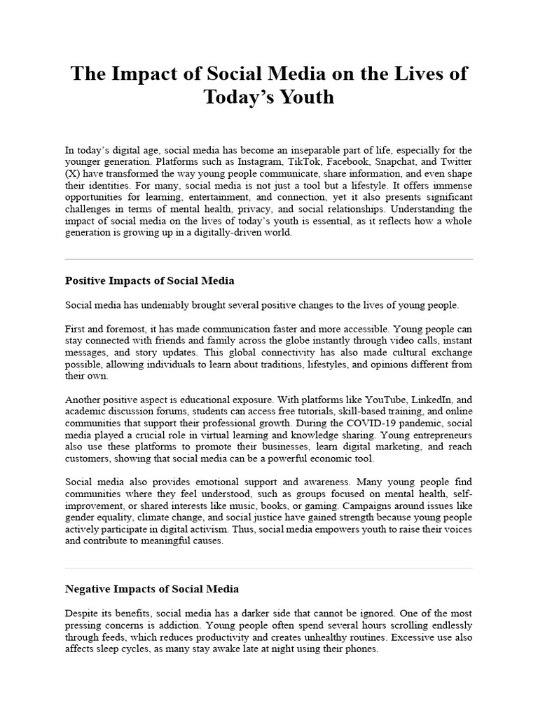 Social Media's Impact on Youth Today | PDF | Social Media | Popular ...