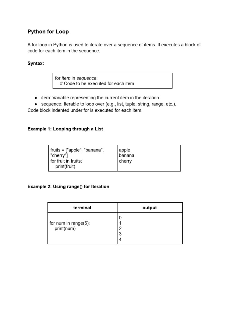 For Loop in Python | PDF
