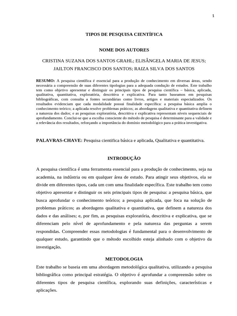 Tipos de Pesquisa Científica Explicados | PDF | Método científico ...