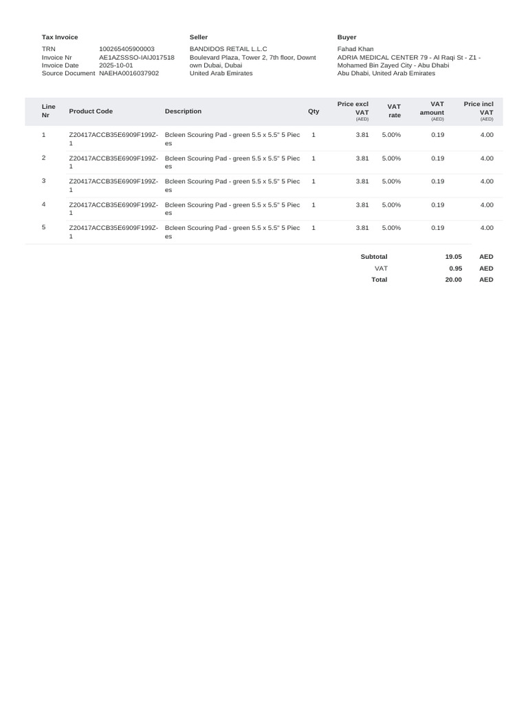 NAEHA0016037902 Invoice | PDF