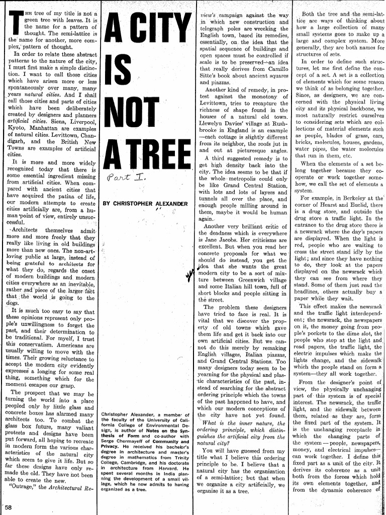 Alexander, Christopher A City Is Not A Tree 1 | PDF