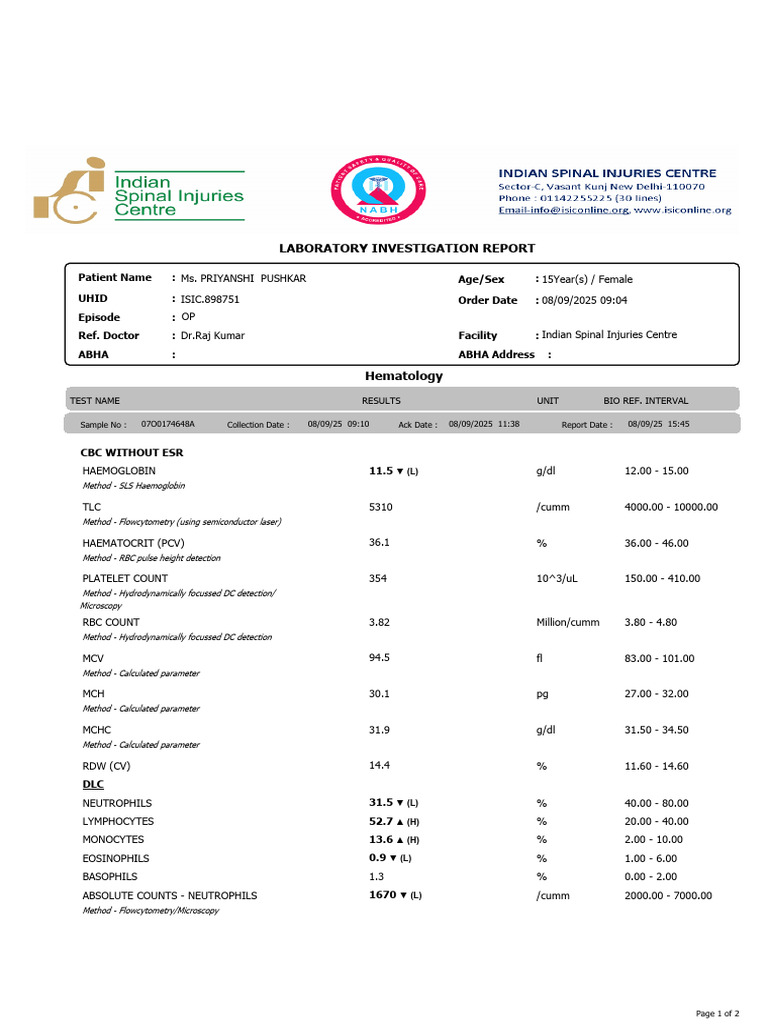 33276lab Report | PDF | Cell Biology | Medical Tests