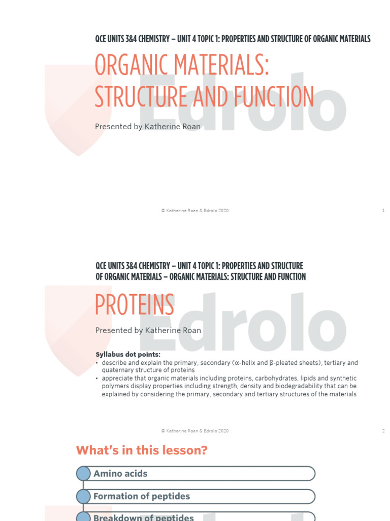 Organic Materials: Structure & Function | PDF | Amino Acid | Amide