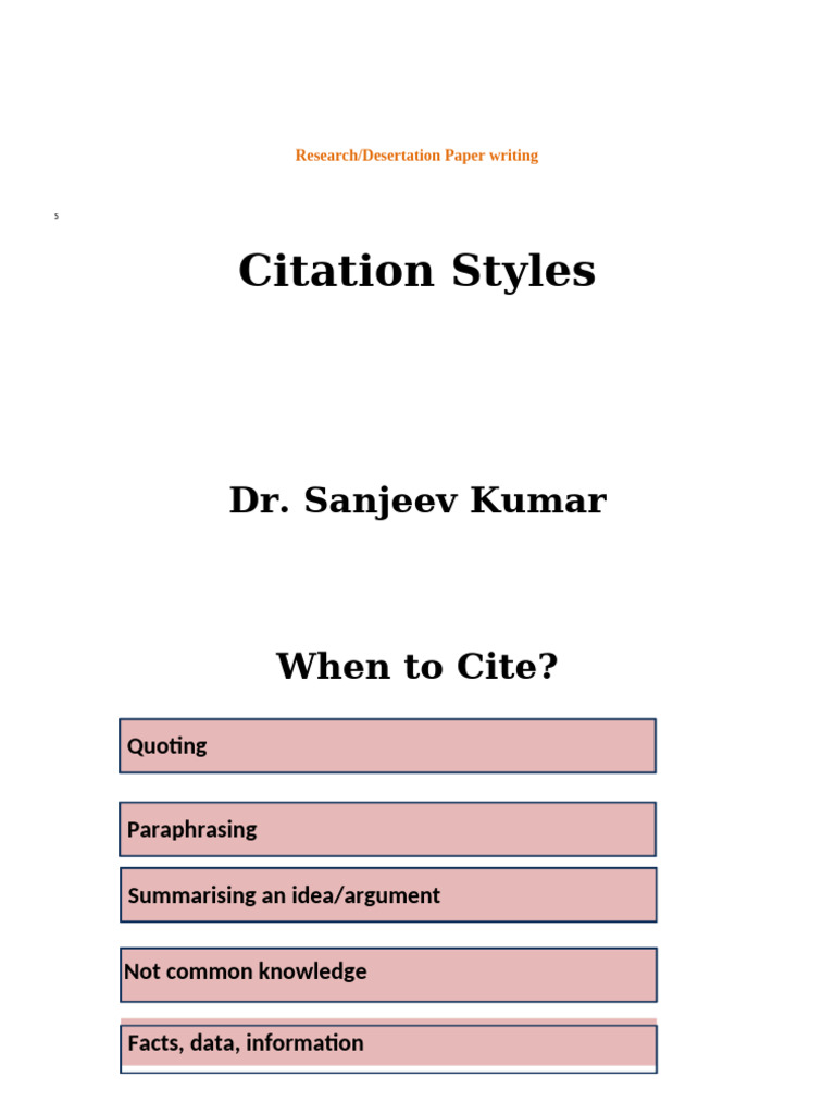 Citation Styles for Research Papers | PDF | Citation | Written ...