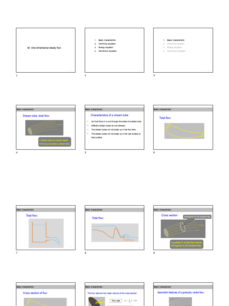 One-Dimensional Steady Flow Analysis | PDF | Fluid Dynamics | Pressure