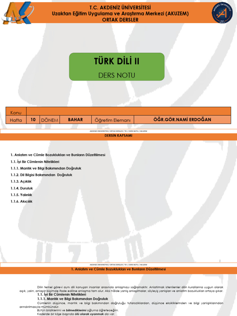 10 HFT Turl Dili II Ders Notu | PDF