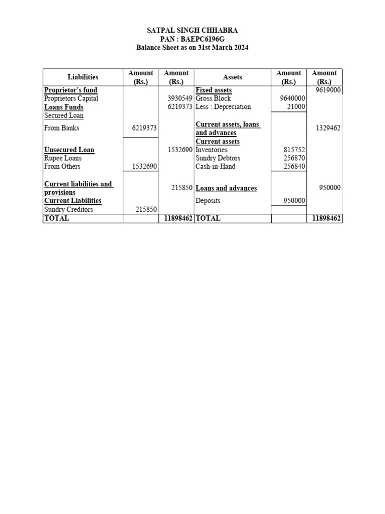 Balancesheet 31 March 24 | PDF | Expense | Balance Sheet