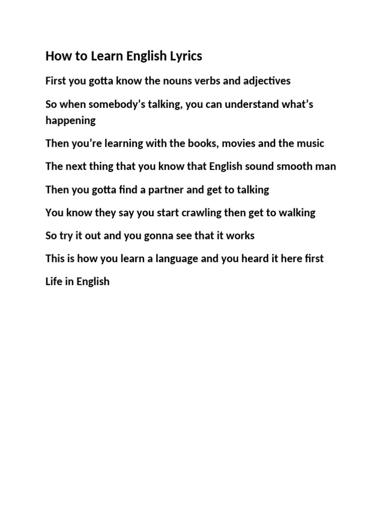 Learn English Through Music & Conversation | PDF