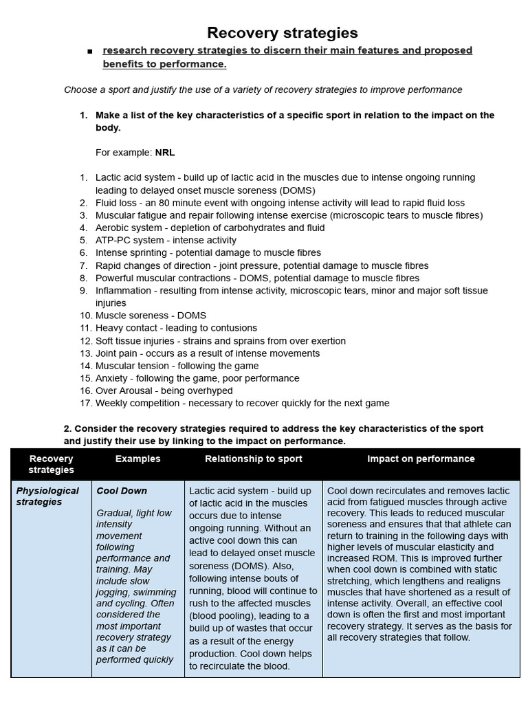 Recovery Strategies for Sports Performance | PDF | Diseases And ...