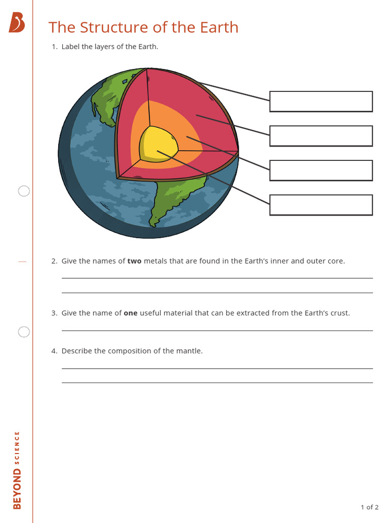 The Structure of The Earth Worksheet | PDF