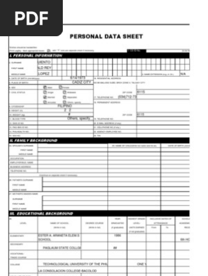 Personal Data Sheet, Blank (6'21'10)