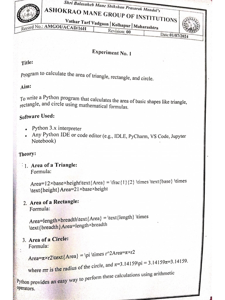 PYL Exp 1 - 3 | PDF
