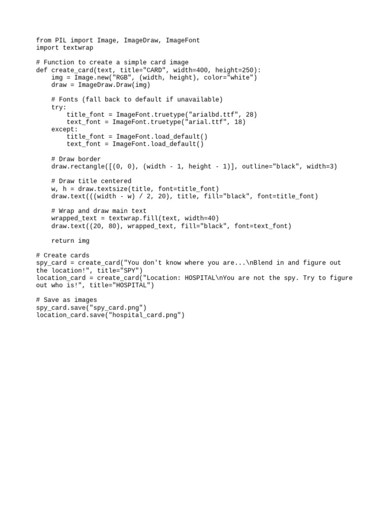 Card Image Creation Script | PDF