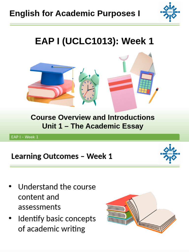 EAP I Week 1: Academic Essay Basics | PDF | Cost Of Living | Essays
