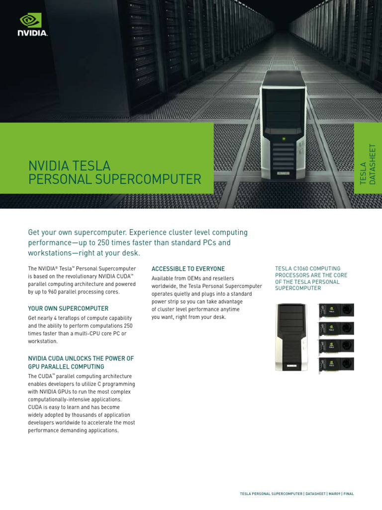 NVIDIA Tesla Personal Supercomputer Datasheet | PDF | Graphics ...