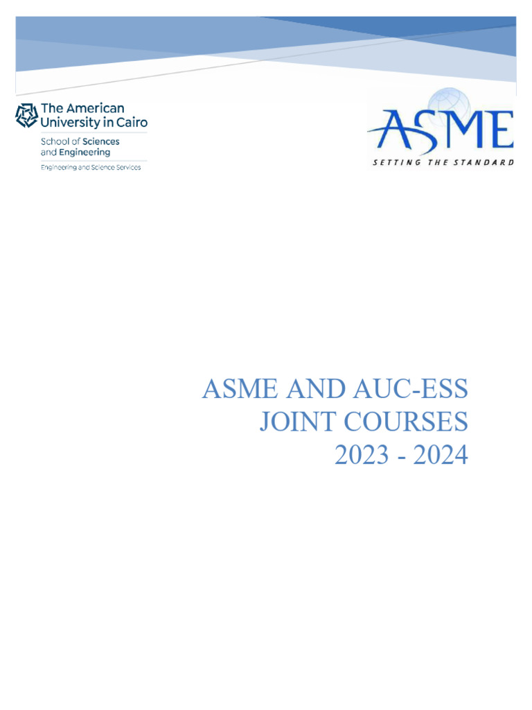 ASME-AUC Joint Courses 2023-2024 | PDF | Gas Technologies | Mechanical ...