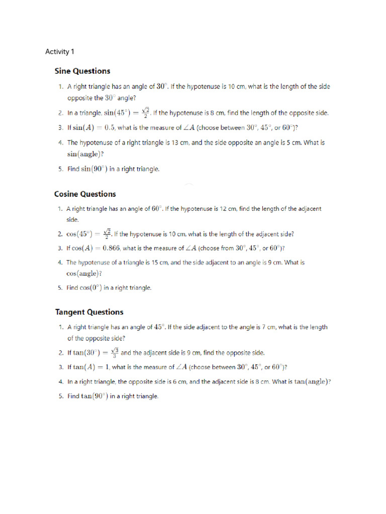 Activity 1 Trig | PDF