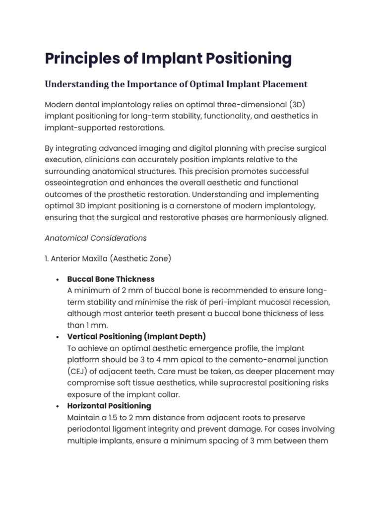Optimal 3D Dental Implant Positioning | PDF | Dental Implant | Medical ...