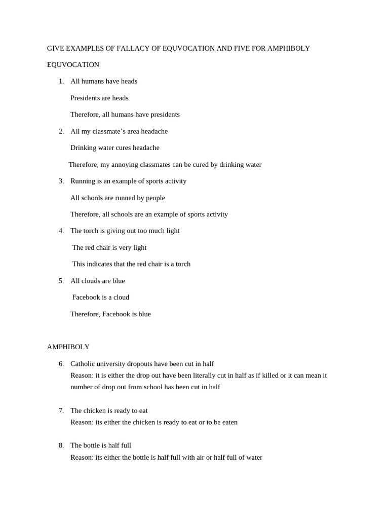 Fallacies: Equivocation & Amphiboly Examples | PDF | Chess Openings | Chess
