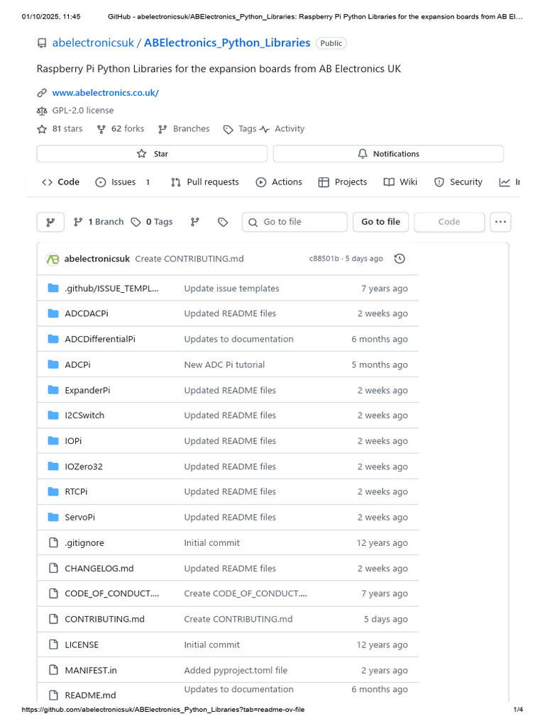 GitHub - Abelectronicsuk_ABElectronics_Python_Libraries_ Raspberry Pi ...