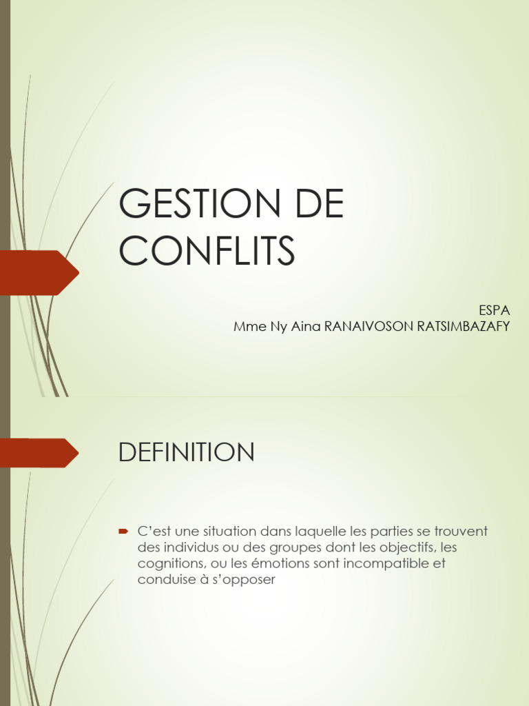Gestion des Conflits : Types et Méthodes | PDF | Médiation | Négociation