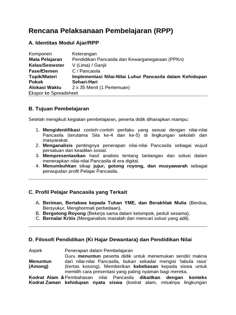 Contoh RPP | PDF