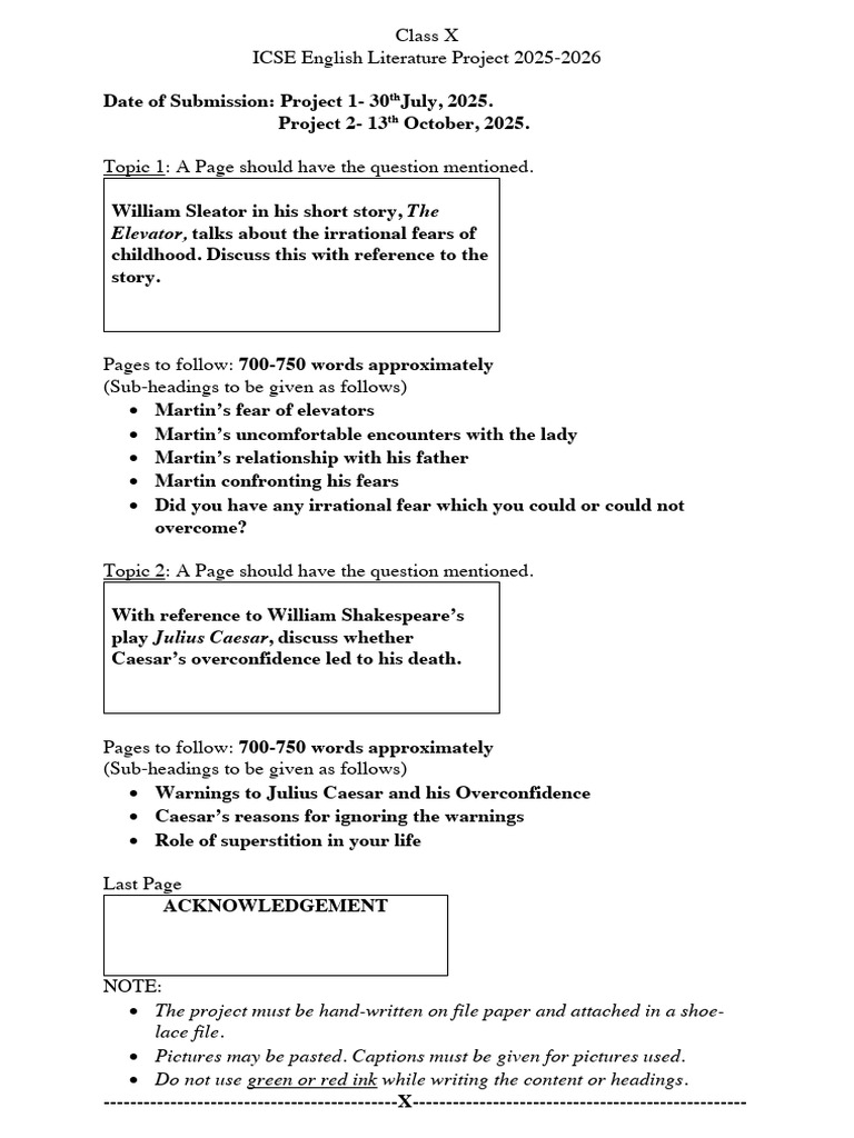 ICSE Class X English Literature Project | PDF