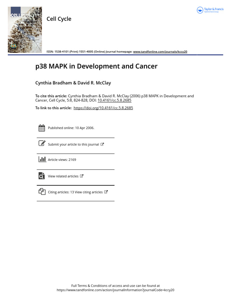 p38 MAPK Role in Development & Cancer | PDF | Mitogen Activated Protein ...