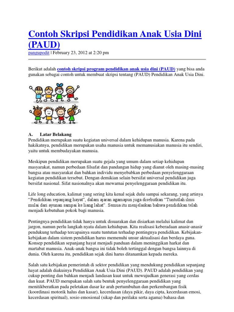Contoh Skripsi Pendidikan Anak Usia Dini