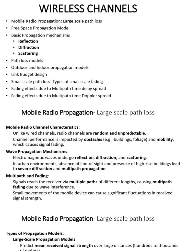 Mobile Radio Propagation Models Explained | PDF | Waves | Diffraction