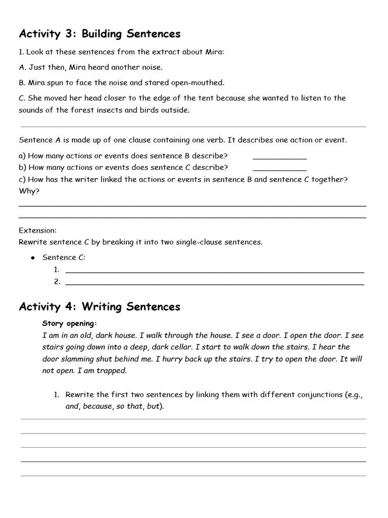 Sentence Building and Story Writing Activities | PDF