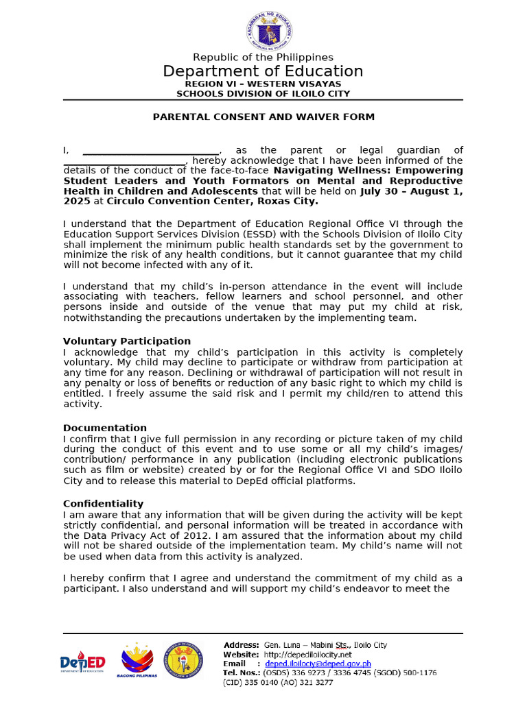 Parental Consent Form for Student Event | PDF | Justice | Crime & Violence