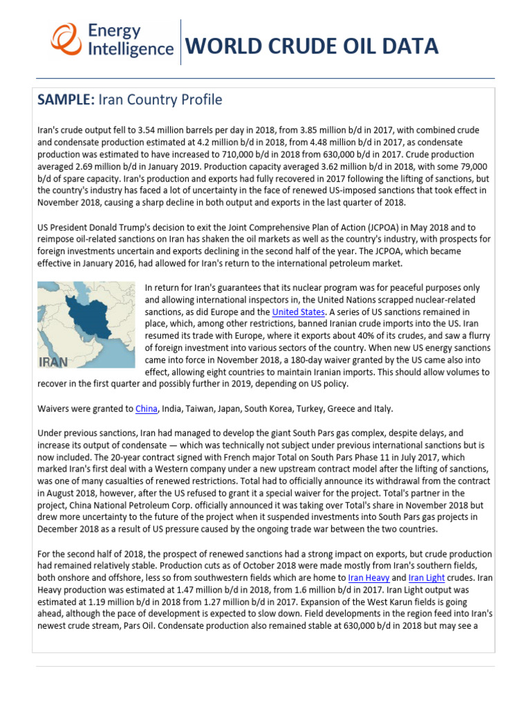 Crude Oil Data Sample | PDF | Iran | Petroleum