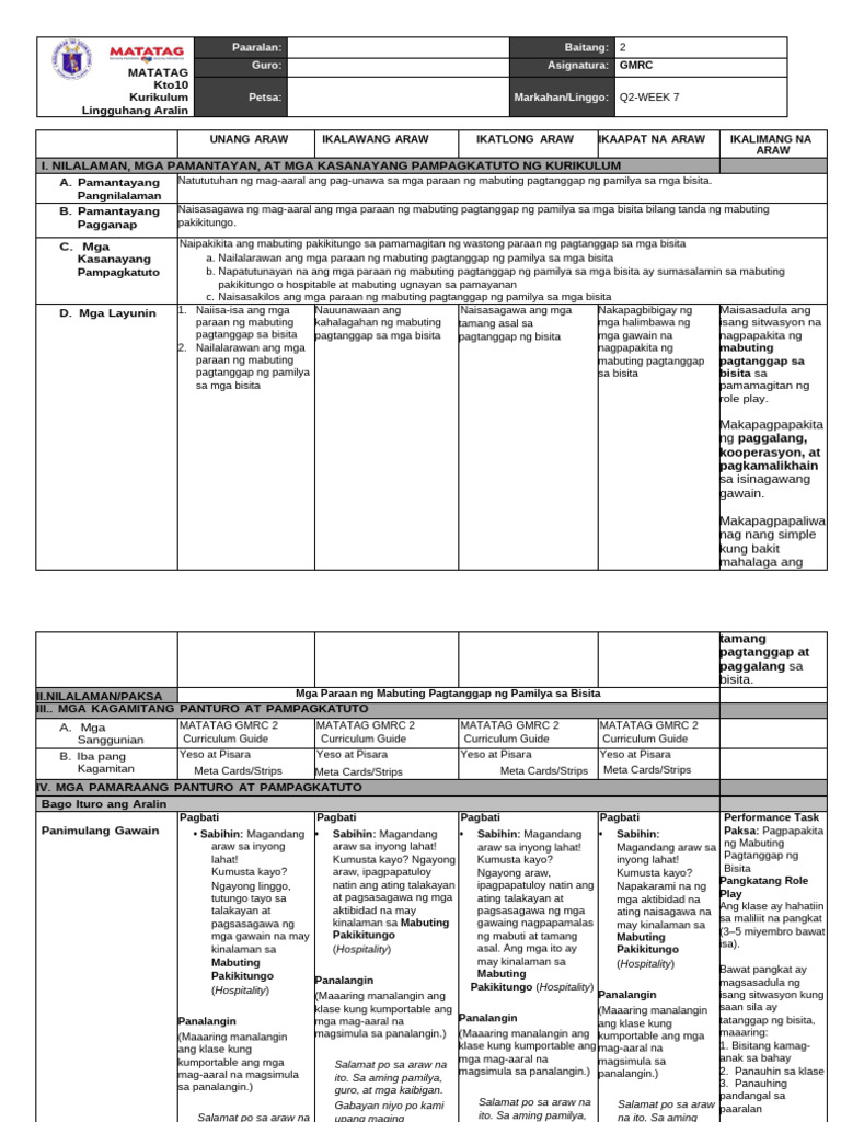 G2 GMRC DLL Q2 W7 | PDF