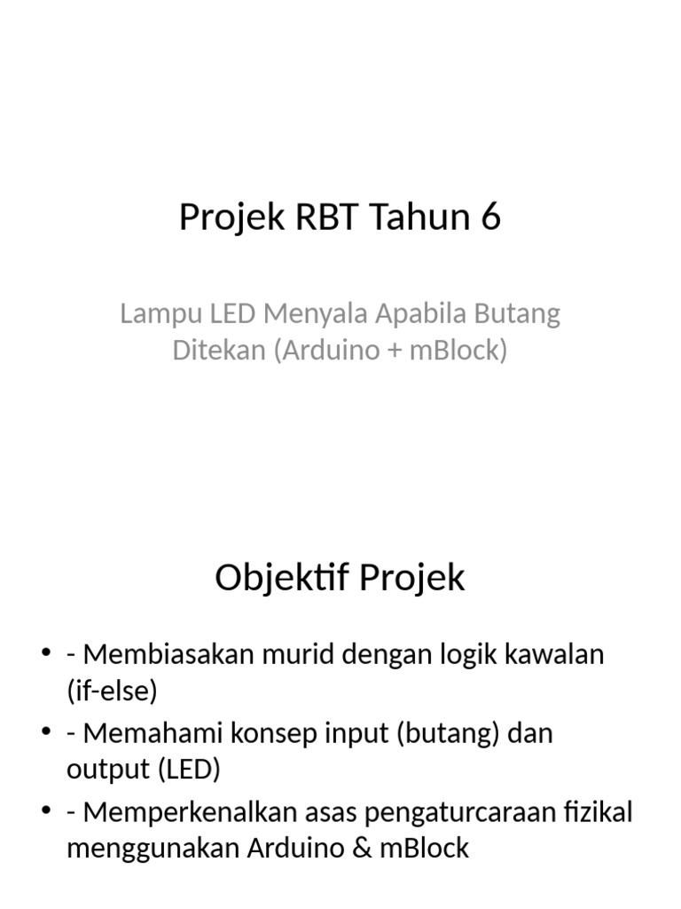 Projek RBT: Kawalan LED dengan Arduino | PDF