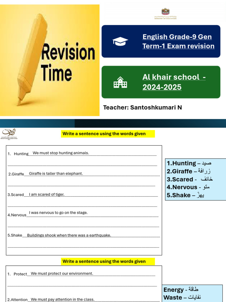 Grade 9 English Exam Revision Guide | PDF | Verb | Perfect (Grammar)