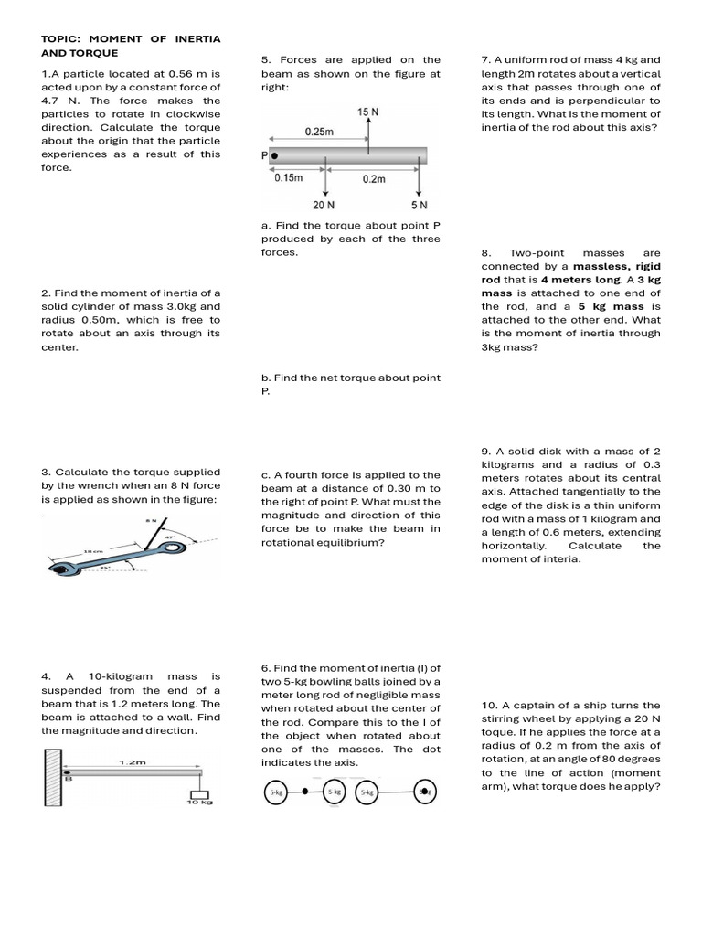 Rotational Motion - Practice Problems | PDF | Rotation Around A Fixed ...